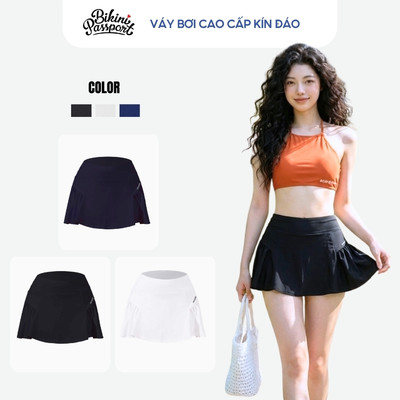 Quần bơi lẻ Nữ BIKINI PASSPORT kiểu xòe rũ - Đen - BS526_BL