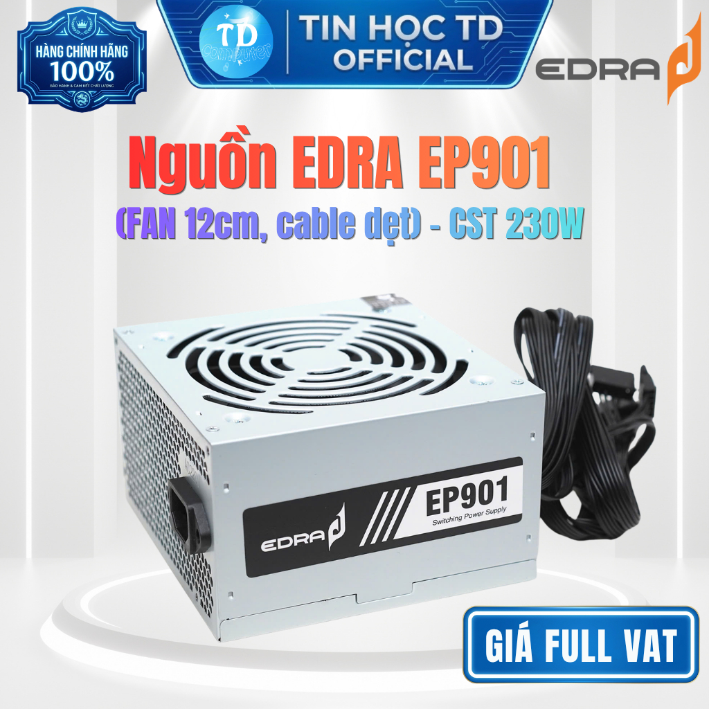 Nguồn EDRA EP901 CST 230W (FAN 12cm, cable dẹt) - Chính hãng phân phối