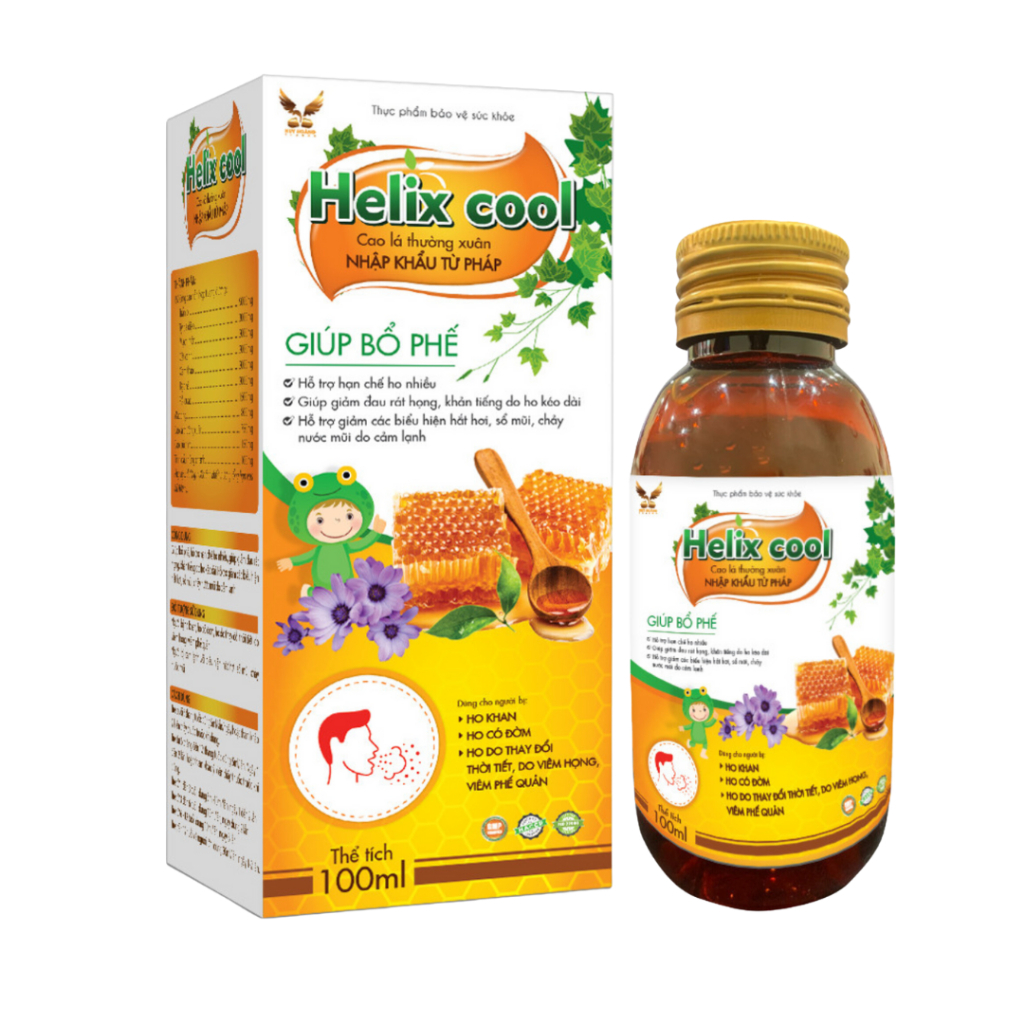 Siro Helix Cool Chai 100ml Hỗ Trợ Bổ Phế Giảm Ho Giảm Hắt Hơi Sổ Mũi Giảm Khàn Tiếng Hỗ Trợ Sức Khỏe