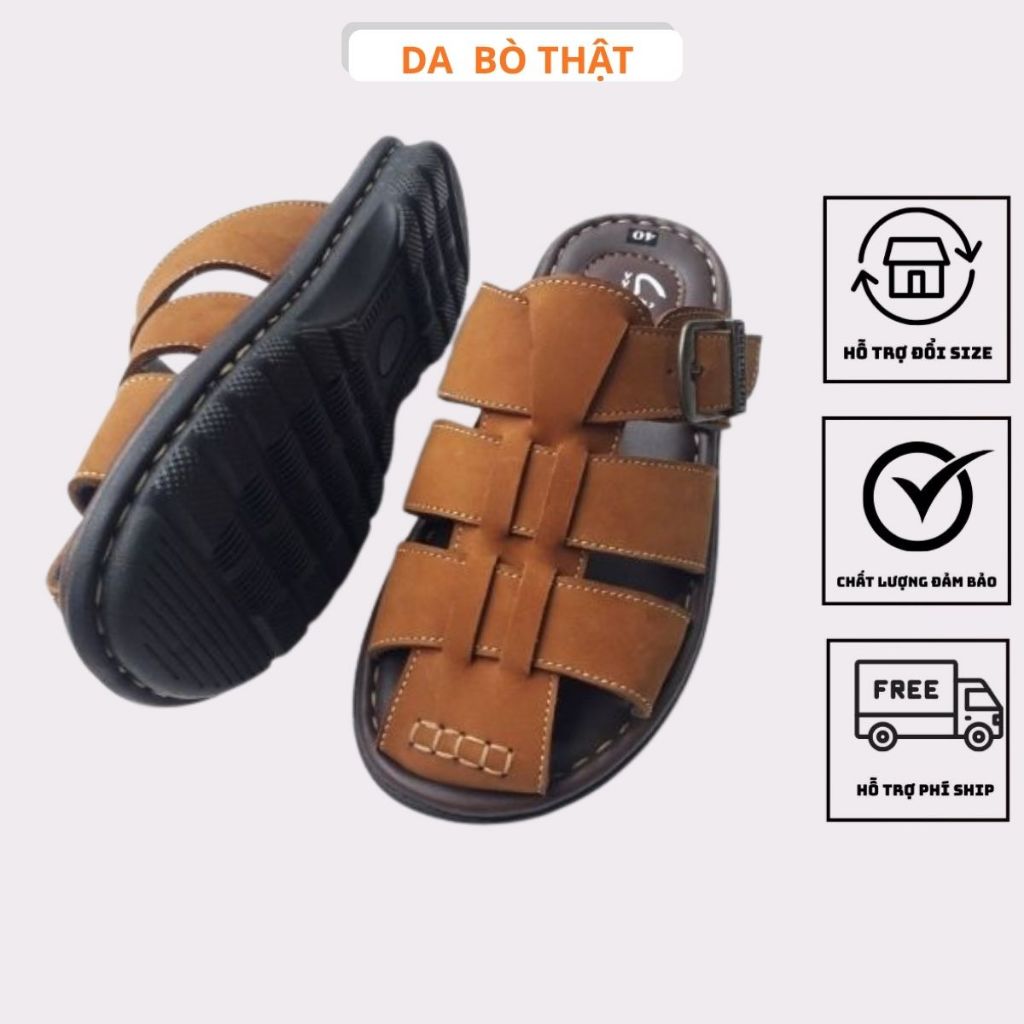 Dép nam bít mũi da dò Cậu Chủ BM1
