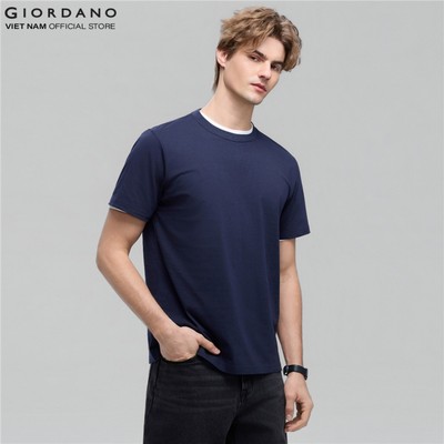 GIORDANO Áo Thun Nam Ngắn Tay Trơn Cổ Tròn Cotton C-neck 01026250