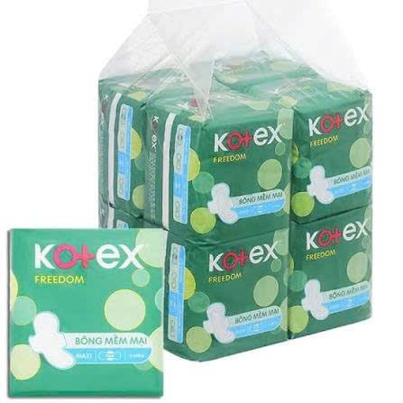 Lốc Băng Vệ Sinh Kotex Freedom Bông Mềm Mại Maxi Cánh 8 Bịch/8 Miếng
