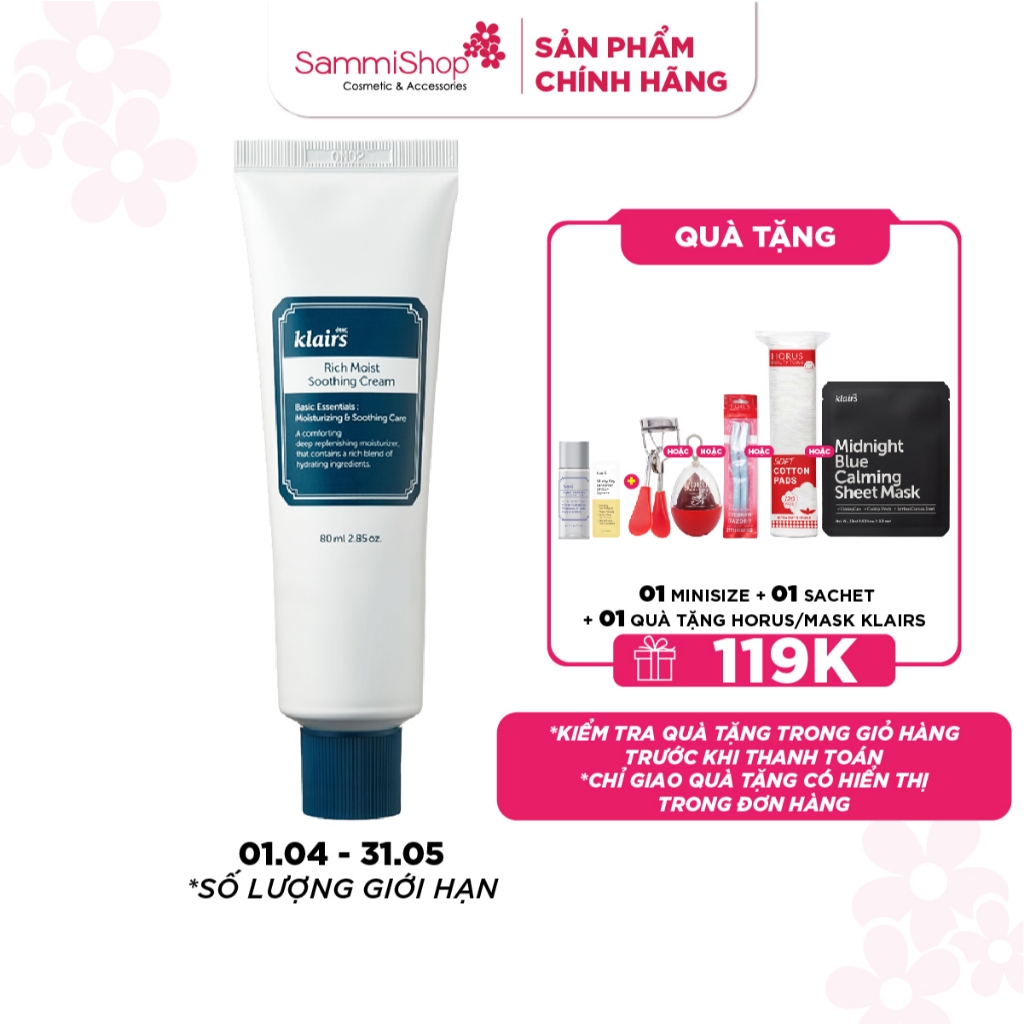 Dear, Klairs Kem dưỡng Rich Moist Soothing Cream
