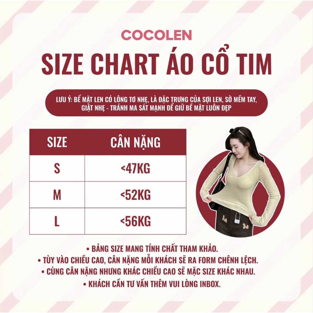Áo Cổ Tim COCOLEN - Chất Liệu Cotton Sợi Muối Tiêu - Form Ôm Tôn Dáng - Cố Tim Gợi Cảm A067 | BigBuy360 - bigbuy360.vn