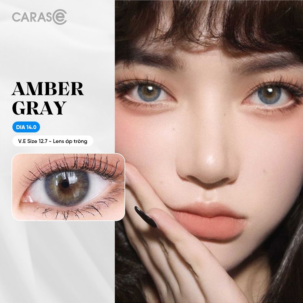 [1 chiếc] Kính áp tròng khoá ẩm 1 Ngày Màu Xám CARASE, Lens cận AMBER GRAY