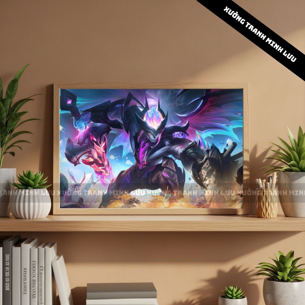 Poster Aatrox LOL Ngang | Tranh Treo Tường Game Khung Chữ Nhật Landscape A5 A4 A3 | Decor Phòng Game