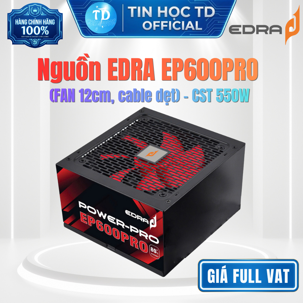 Nguồn EDRA EP600PRO CST 550W (FAN 12cm, cable dẹt) - Chính hãng phân phối