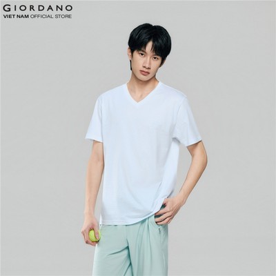 GIORDANO Áo Thun Nam Ngắn Tay Trơn Cổ Tim V-neck Tee 01026251