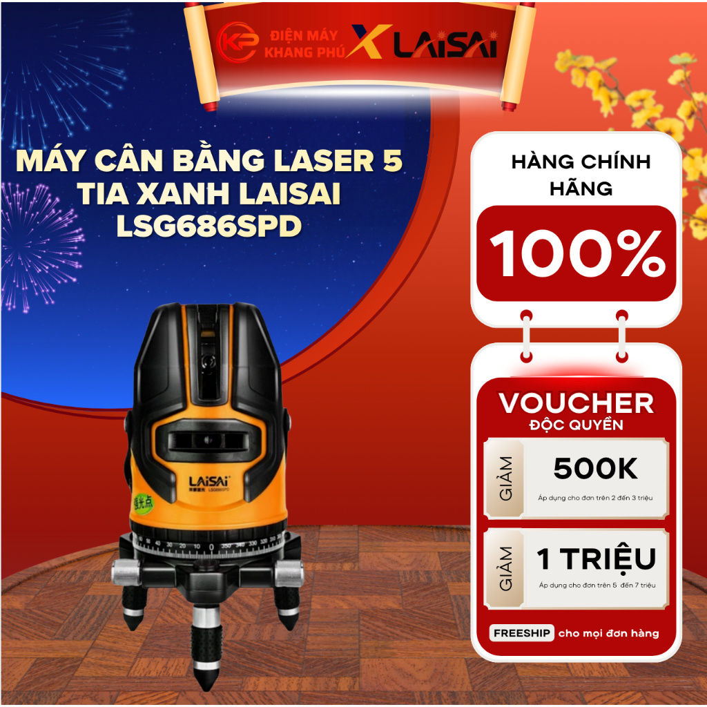 Máy cân bằng Laser 5 tia xanh Laisai LSG686SPD