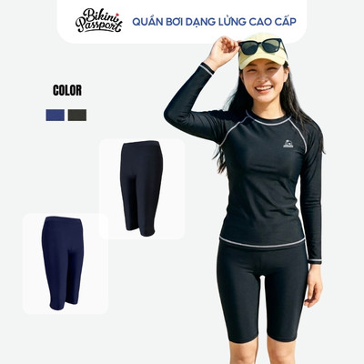 Quần bơi lẻ Nữ BIKINI PASSPORT dáng lửng có logo - màu Đen - BS1014_BL