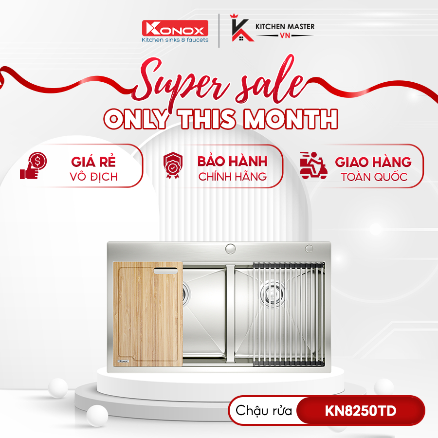 Chậu Rửa Bát Konox Workstation KN8250TD – Chính Hãng Kiểu Dáng Sang Trọng Dễ Lắp Đặt