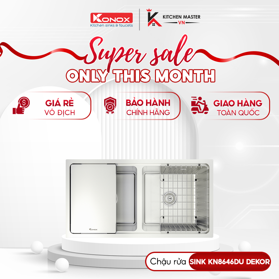 Chậu Rửa Bát Konox KN8646DU Dekor – Thiết Kế Tinh Tế Chống Trầy Xước Dễ Lau Chùi