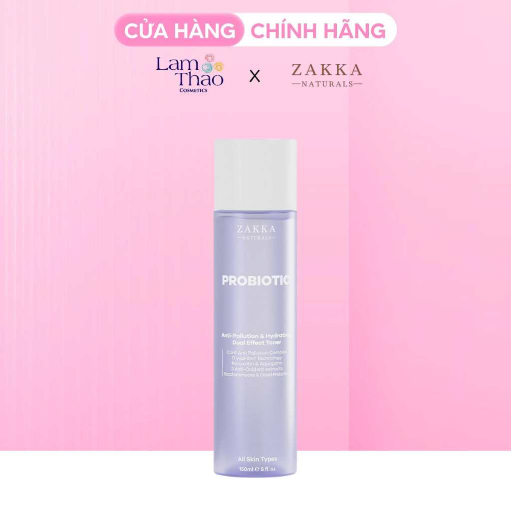 Nước Hoa Hồng Zakka Naturals Probiotic Anti-Pollution & Hydrating Dual Effect Toner
