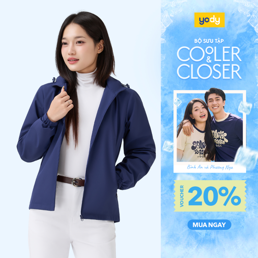 Áo khoác gió nữ YODY basic cản gió chống bụi hiệu quả WCWC25F048