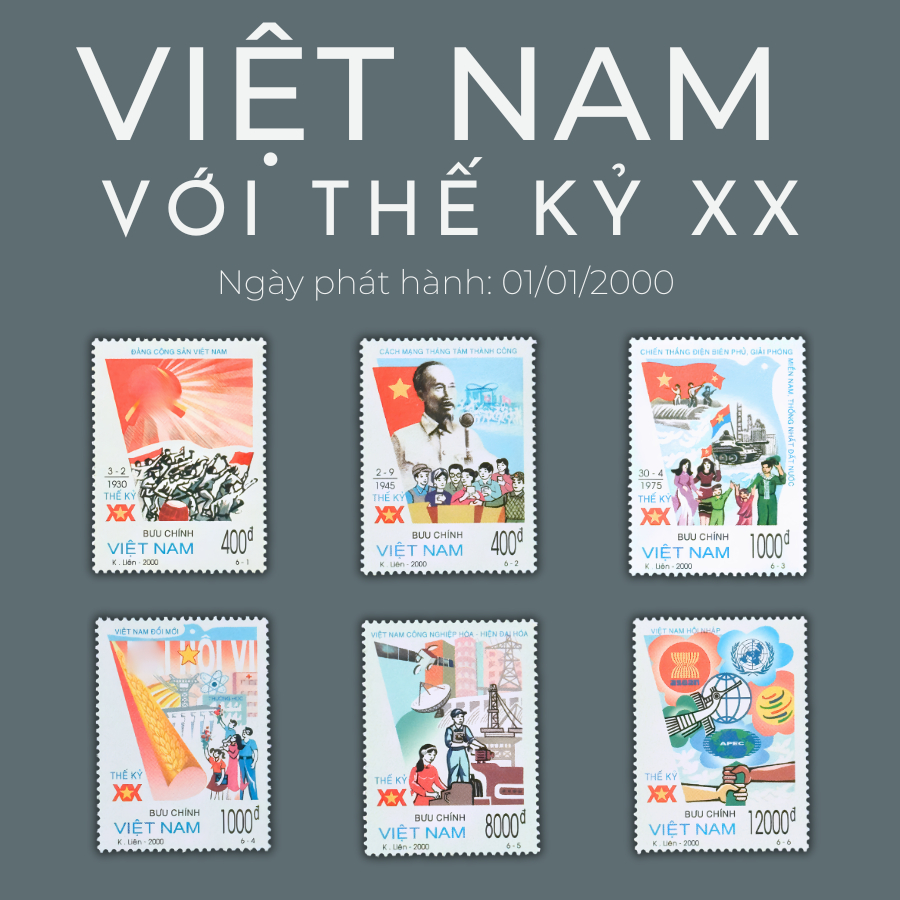 Bộ tem bưu chính " Việt Nam với thế kỷ XX" - Tem sưu tầm Việt Nam