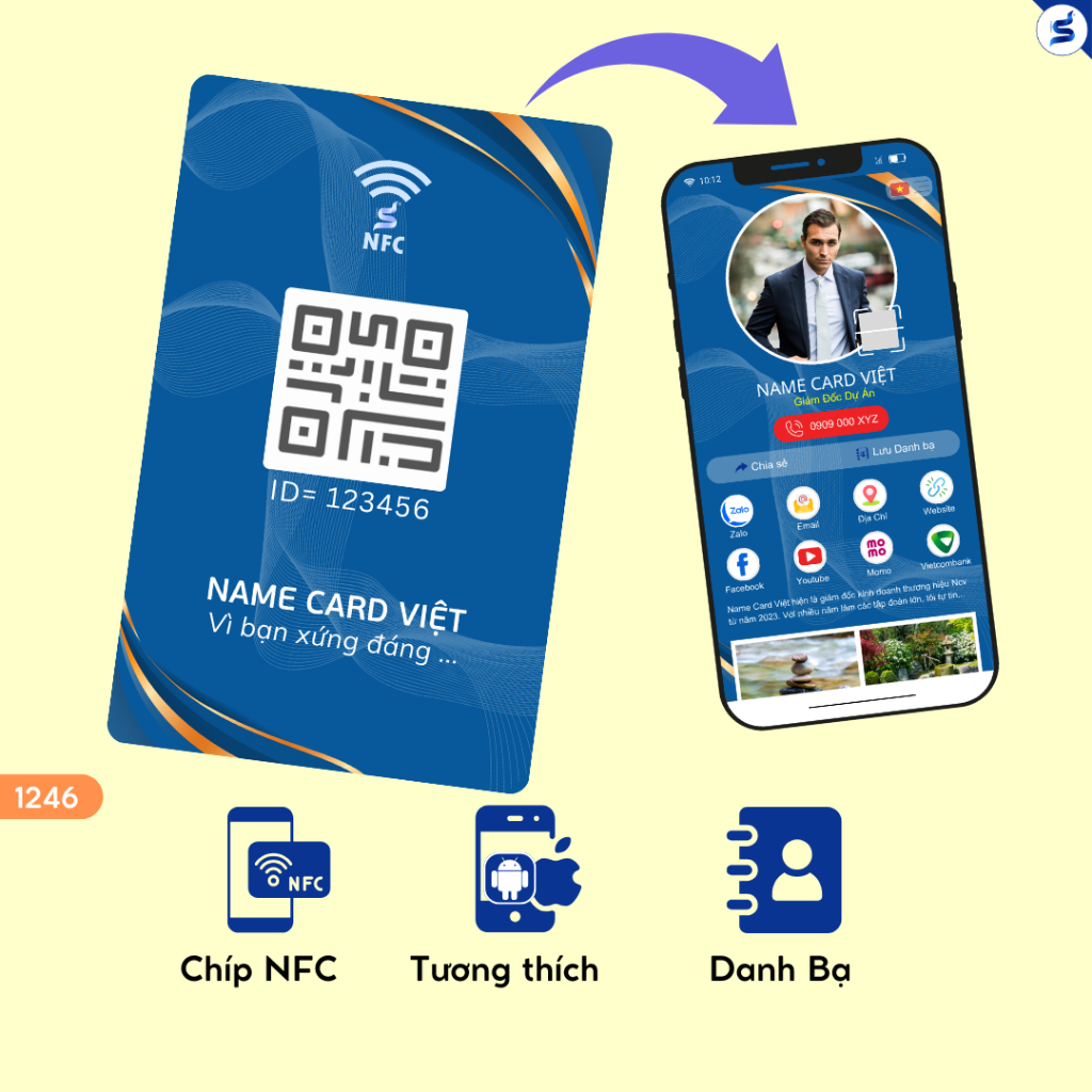 Danh bạ kỹ thuật số nfc, namecard qr code điện tử, ecard profile online sang trọng