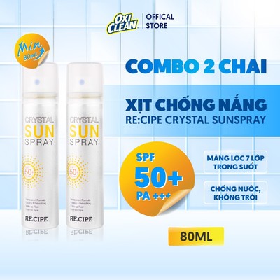 Combo 2 Chai Xịt Chống Nắng Toàn Thân RECIPE Chống Nắng Chống Nước Không Trôi Dành Cho Nam Và Nữ 80ml/180ml