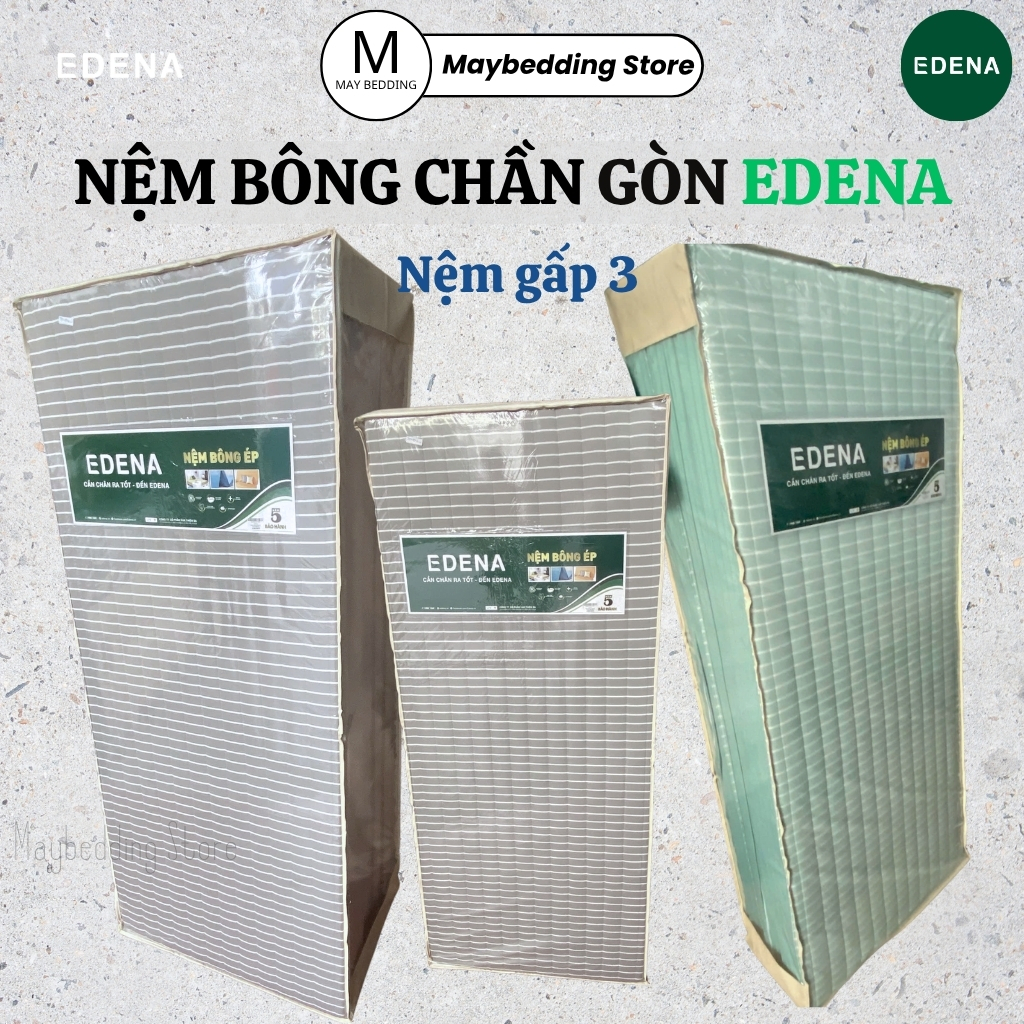 Nệm Chần Gòn EDENA, Nệm Bông Ép Gấp 3,  Màu Sắc Ngẫu Nhiên - Cao Cấp, Chính Hãng