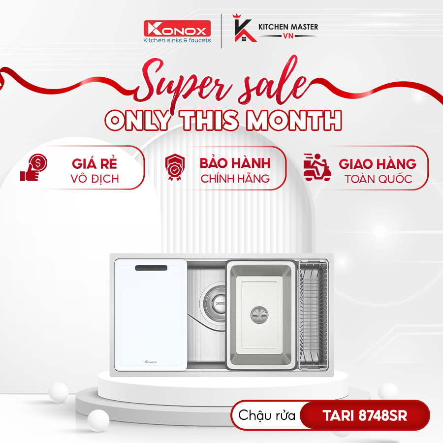 Chậu Rửa Bát Chống Xước Konox Tari 8748SR Basic Gọn Gàng Phù Hợp Mọi Không Gian Bếp