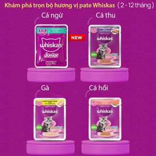 [COMBO 12 GÓI] Pate WHISKAS cho mèo 80gr nhiều vị
