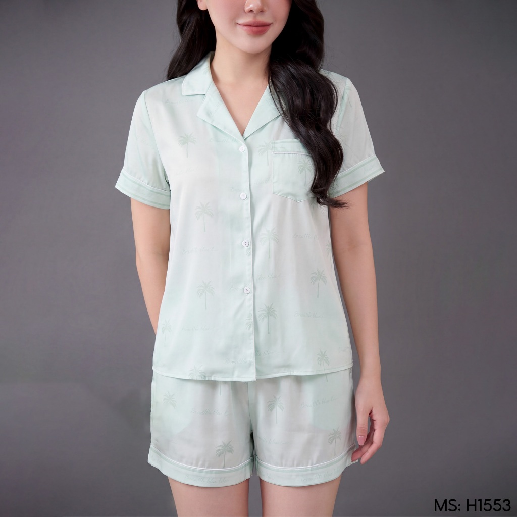 Bộ đồ ngủ nữ Pijama lụa VINGO/VINGORIA tay cộc xuân hè Flora H1553 | BigBuy360 - bigbuy360.vn