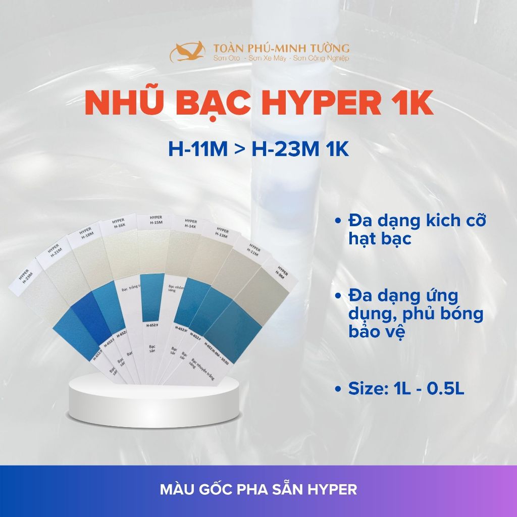 |Bao Sáng| Sơn nhũ bạc HYPER 1K (Bloc máy Honda) - 1Lít - 0.5 Lít