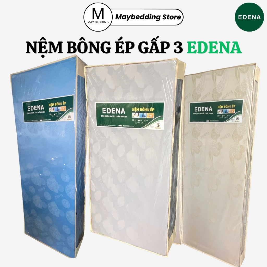 Nệm Bông Ép Edena, Nệm Gấp 3, Màu Sắc Ngẫu Nhiên - Cao Cấp, Chính Hãng