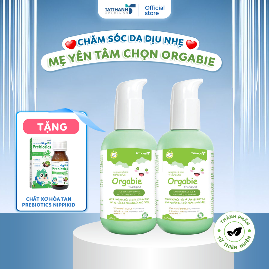 Combo 2 Dung Dịch Vệ Sinh Cho Bé Orgabie 100ml, Giúp Khử Mùi Vùng Kín, Giảm Hăm Cho Bé