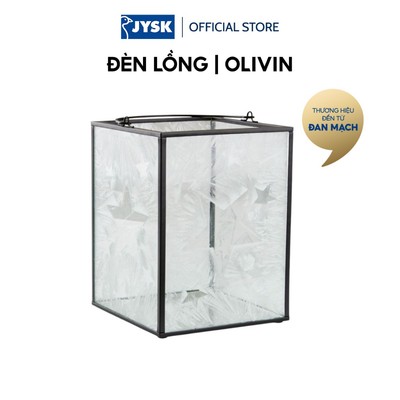 Đèn lồng | JYSK OLIVIN | thủy tinh/thép | đen/trắng | R13xD13xC18cm