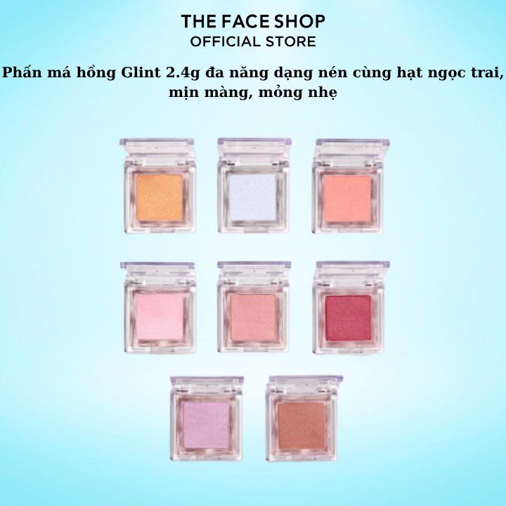 Phấn má hồng Glint 2.4g đa năng dạng nén cùng hạt ngọc trai, mịn màng, mỏng nhẹ