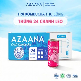 [Toàn quốc] Thùng 24 lon trà Azaana KOMBUCHA vị Chanh Leo (330ml/lon) Nước Trà lên men tự nhiên