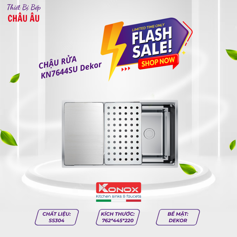 CHẬU RỬA BÁT KONOX DEKOR KN7644SU Inox chống gỉ – chống trầy – Workstation đa năng