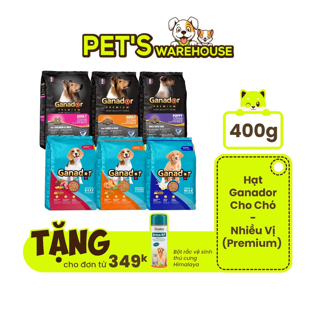 [Hạt 400g] Ganador cho chó mọi lứa tuổi, đầy đủ hương vị, giá SHOCK | Pet's Warehouse