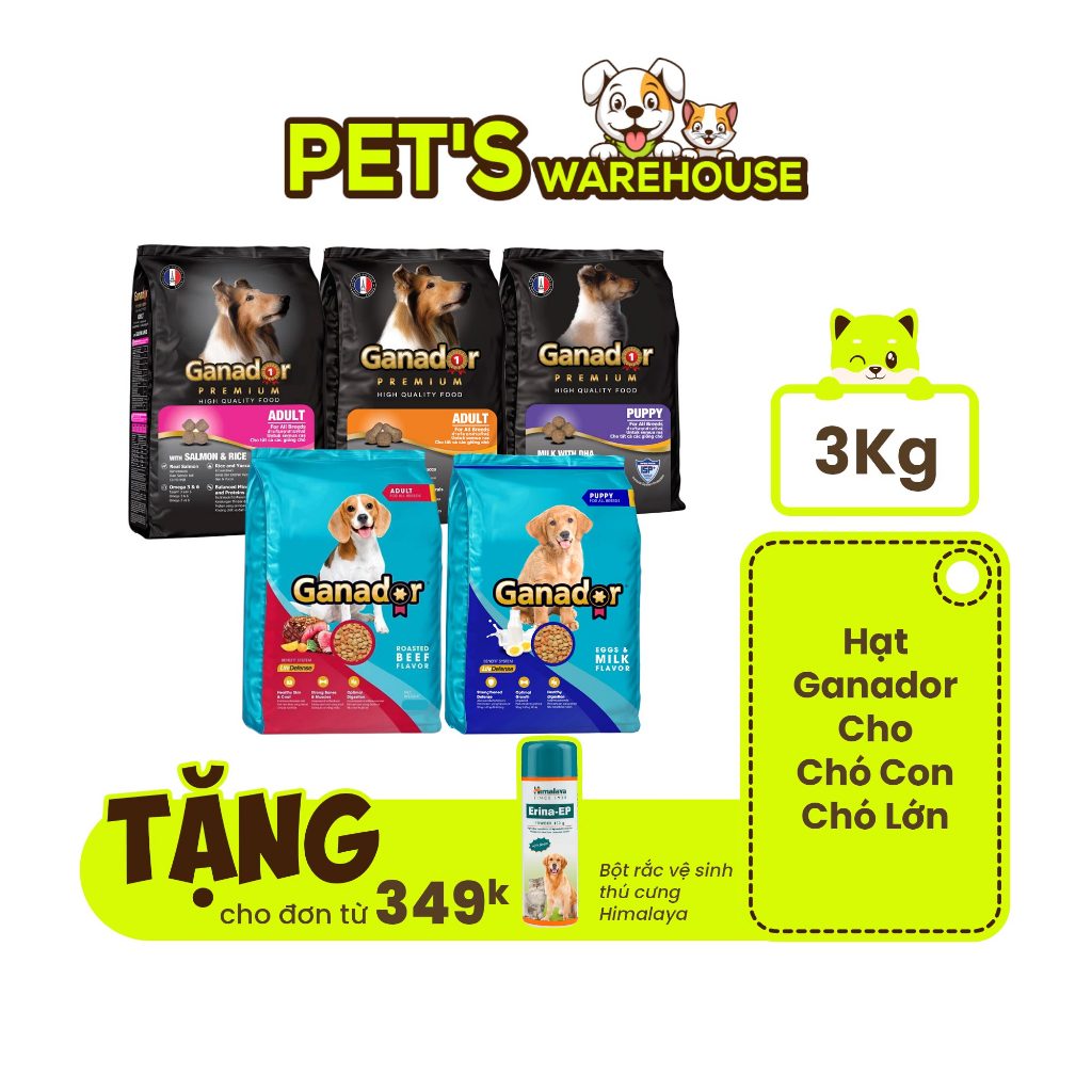 [Hạt 3kg] Ganador cho chó mọi lứa tuổi, đầy đủ hương vị, giá SHOCK | Pet's Warehouse
