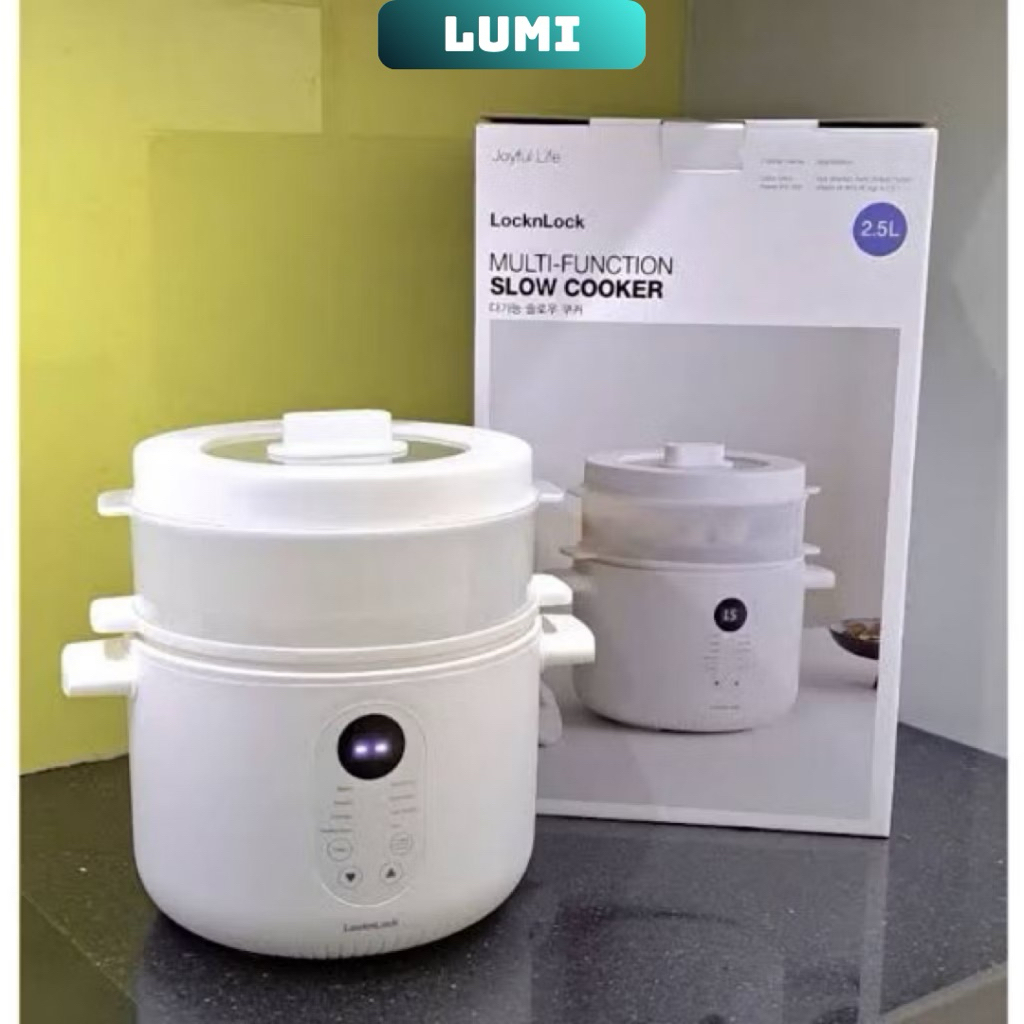 Nồi nấu chậm đa năng Locknlock Bianco Multi-function Slow Cooker 2.5L - EJP164IVY, Kèm Khay Hấp, 4 T
