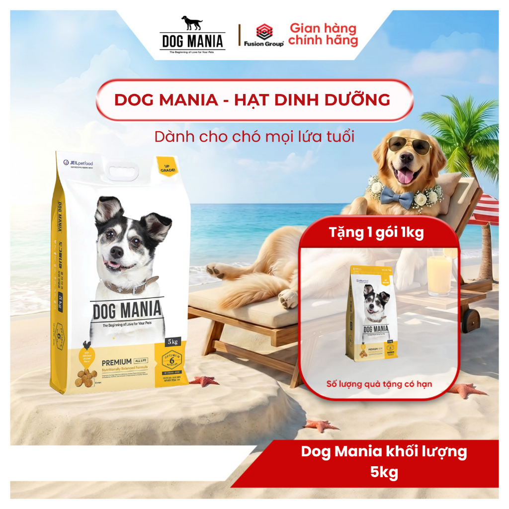 (MUA 1 TẶNG 1KG)(5KG) DOG MANIA PREMIUM - Thức ăn cho chó mọi lứa tuổi