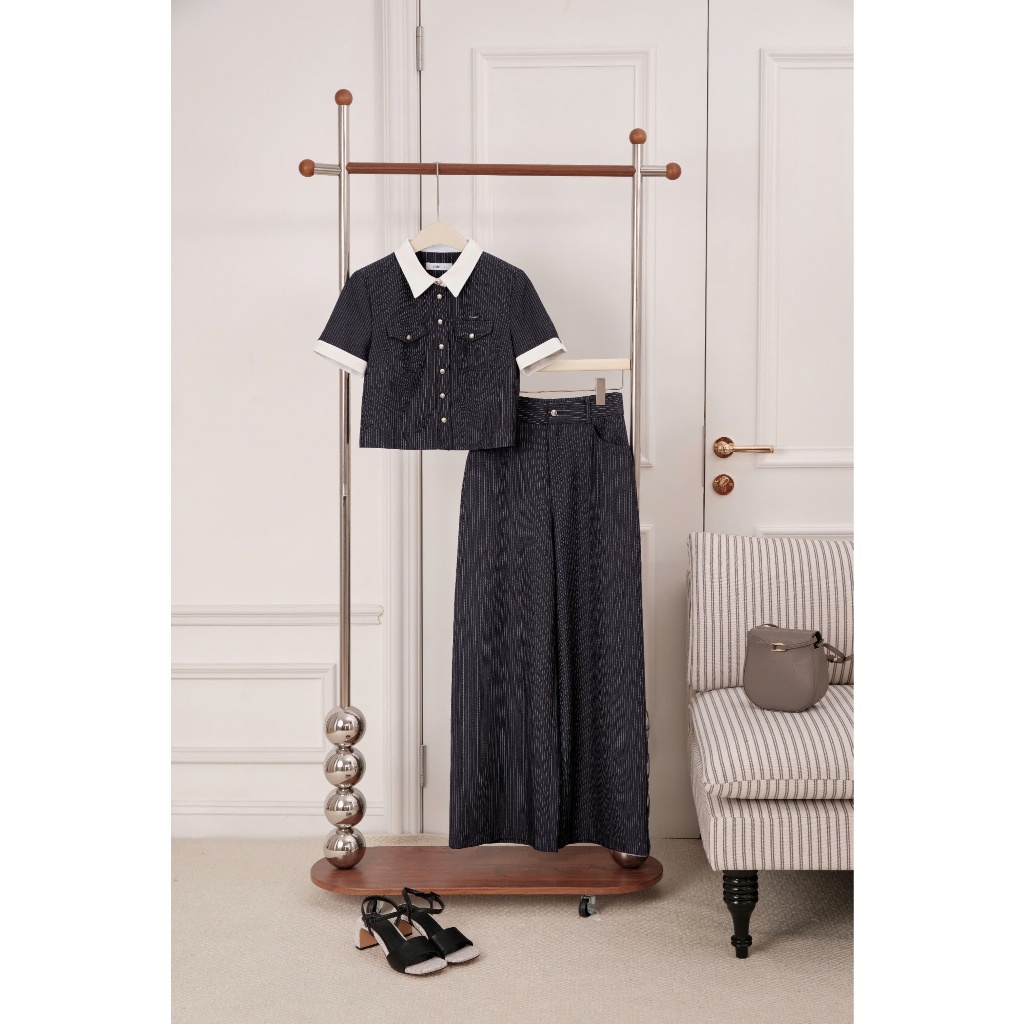 (Little Women) Quần suông tuýt sy kẻ, form basic, thanh lịch, tôn dáng thời trang thiết kế Calie QX076 | BigBuy360 - bigbuy360.vn