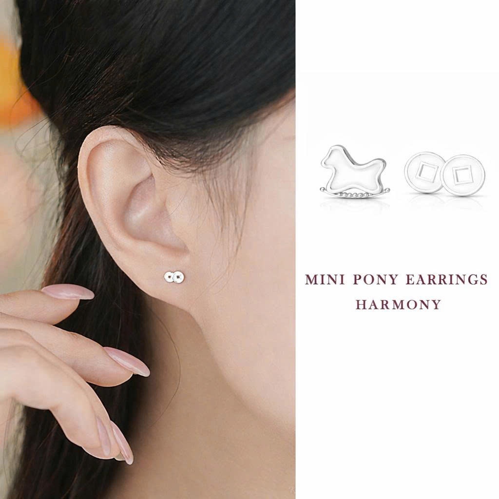 Khuyên tai nữ thanh thẳng bạc S999 Tiểu mã mang lại may mắn, tài lộc  K335 | HARMONY ACCESSORIE