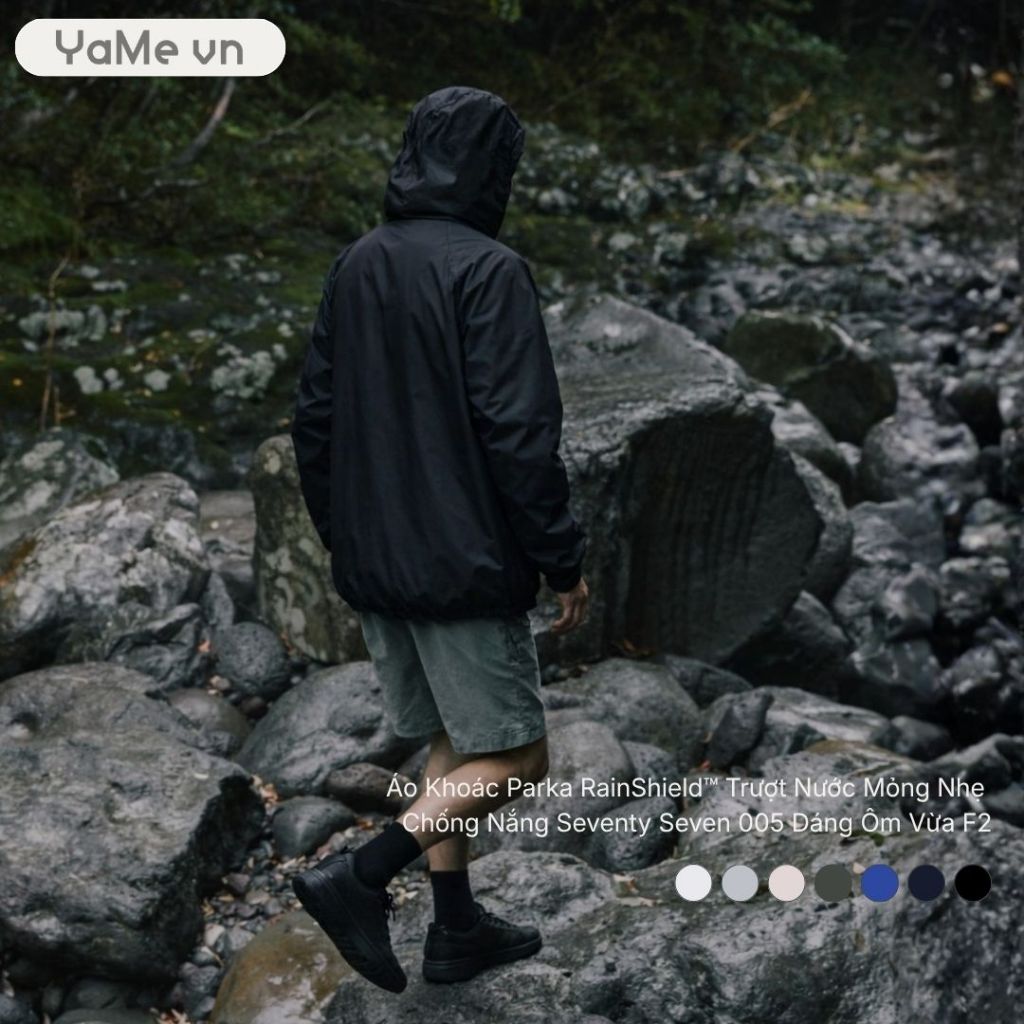 Áo Khoác Parka Nam RainShield™ Trượt Nước Mỏng Nhẹ Chống Nắng Seventy Seven 005 Dáng Ôm Vừa F2 23310