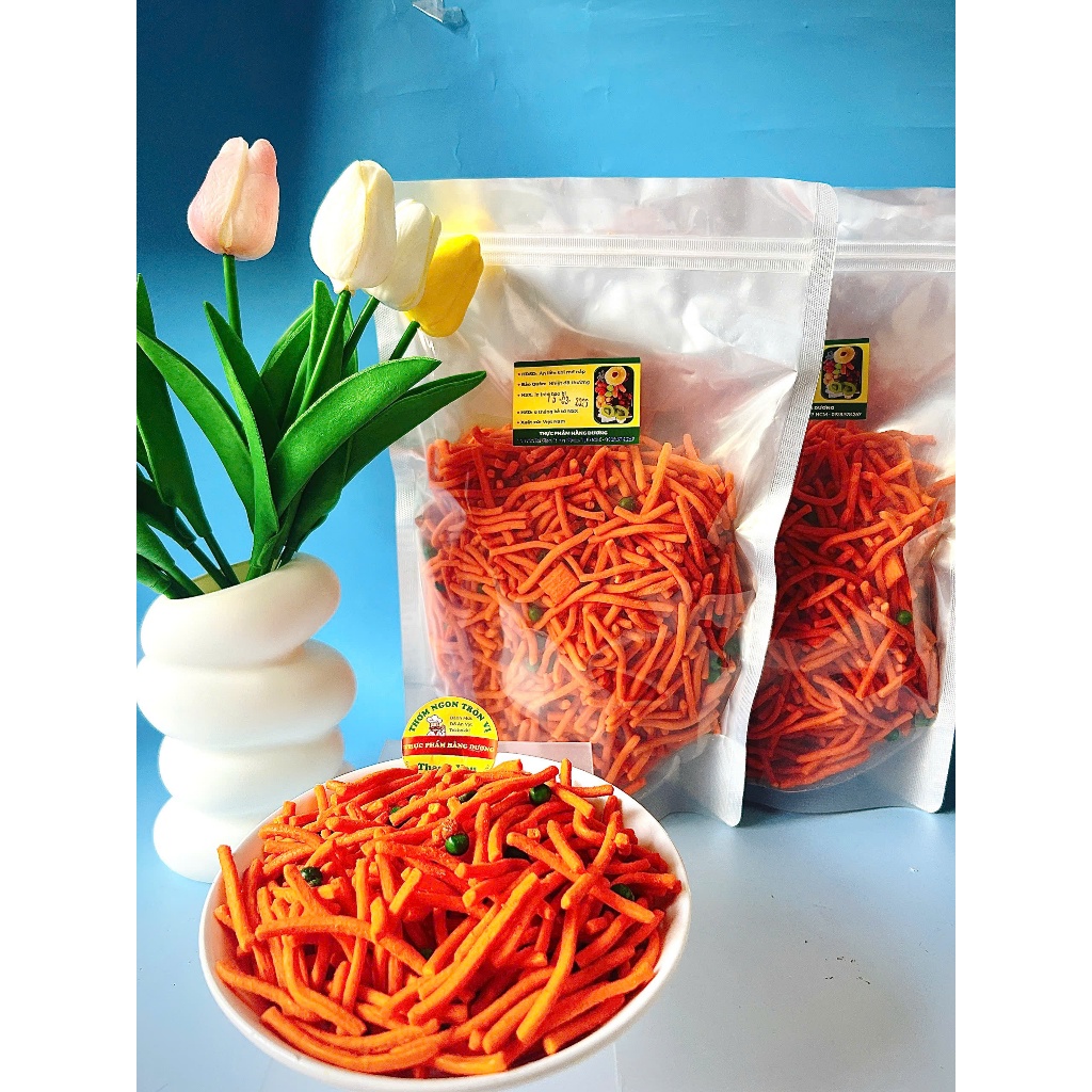 1kg Bim Bim Tăm đậu Hà lan giòn, ngon (gồm 2 gói 500g)