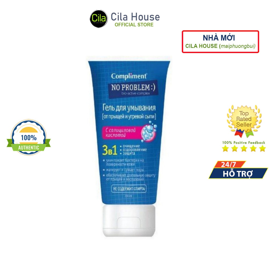 Gel rửa mặt BHA Compliment No Problem cho dầu, mụn 200ml - Cila House