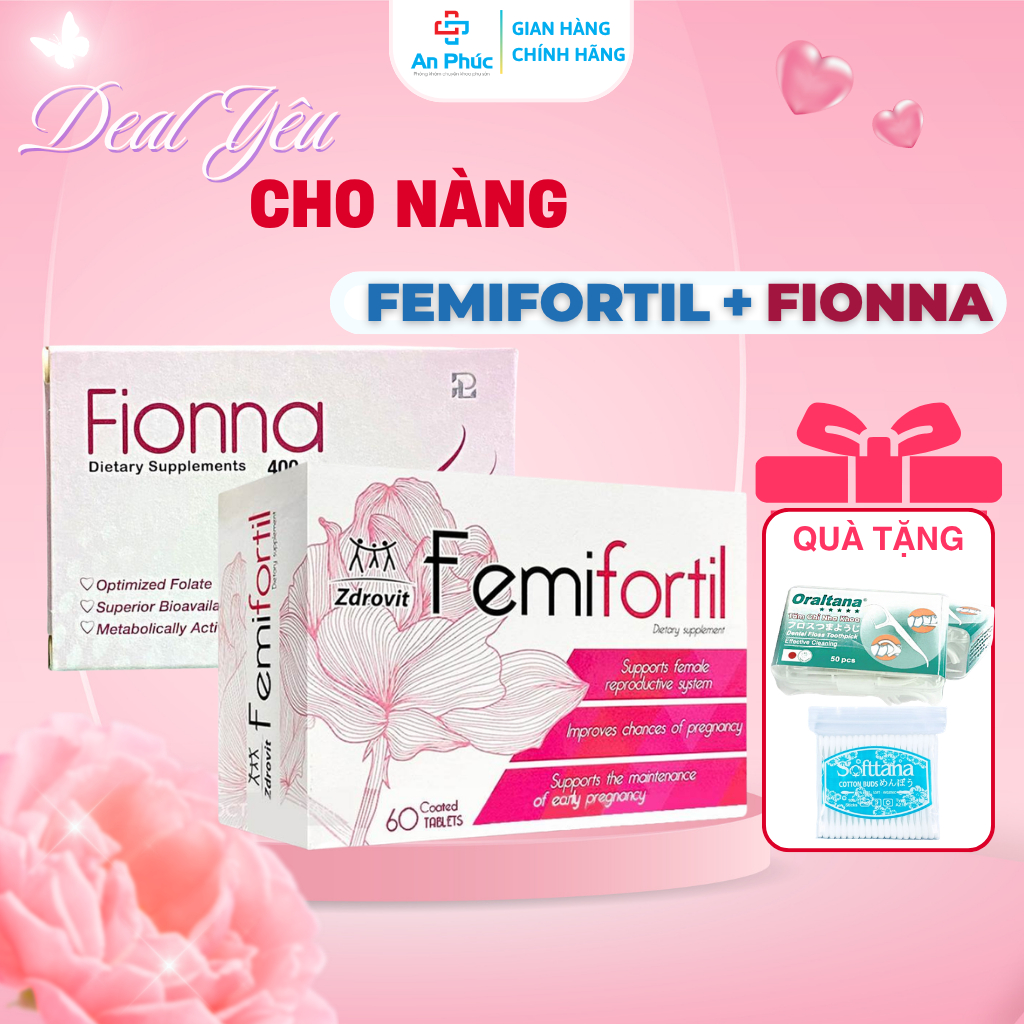 Bộ Đôi Trứng FEMIFORTIL, FIONNA (5-MTHF) - Bổ Sung Vitamin Tổng Hợp, Folate, Ngăn Dị Tật Thai Nhi