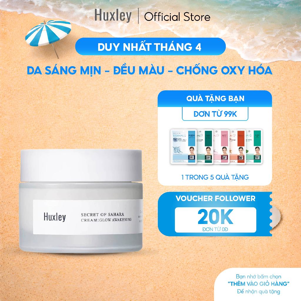 Kem Dưỡng Ẩm Huxley Secret Of Sahara Cream Glow Awakening 50ml - Dưỡng Ẩm Sâu, Se Khít Lỗ Chân Lông