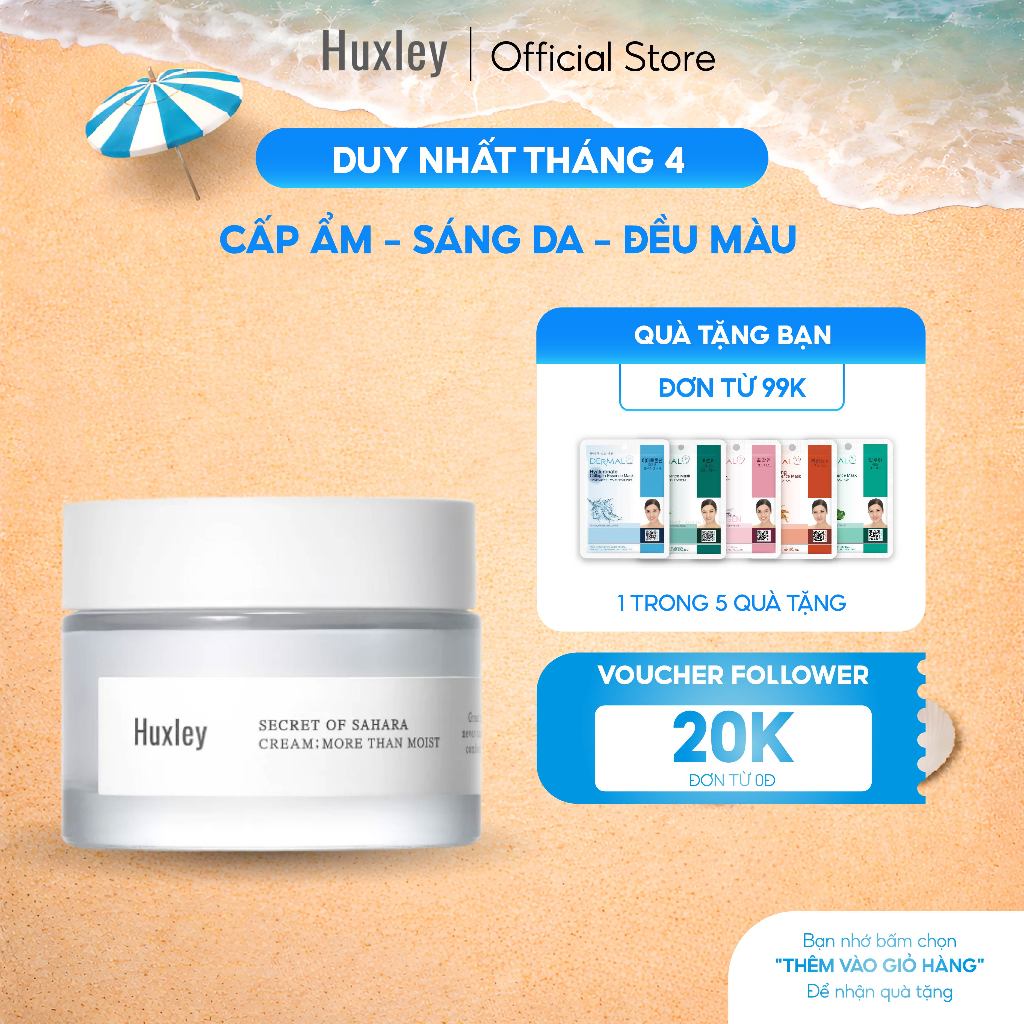 Kem Dưỡng Ẩm Huxley Secret Of Sahara Cream More Than Moist 50ml - Sáng Da, Chống Lão Hóa