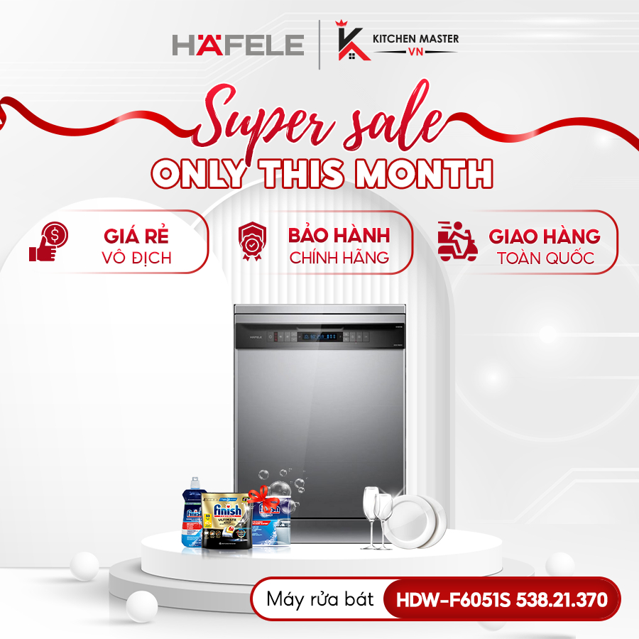 Máy Rửa Chén Hafele HDW-F6051S 538.21.370 - Rửa Sạch Sâu Tiết Kiệm Điện Nước