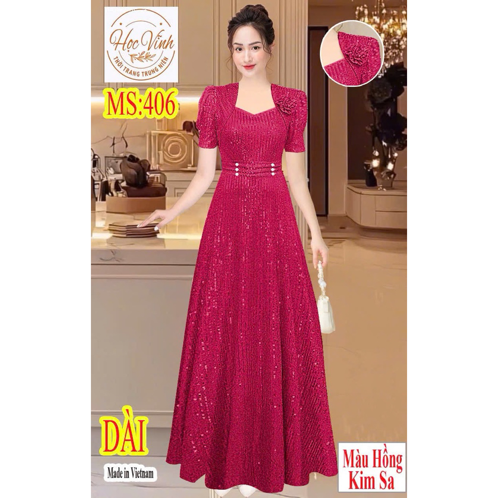 MS406 ĐẦM KIM SA  DÁNG DÀI  2 Lớp DỰ TIỆC SIÊU SANG