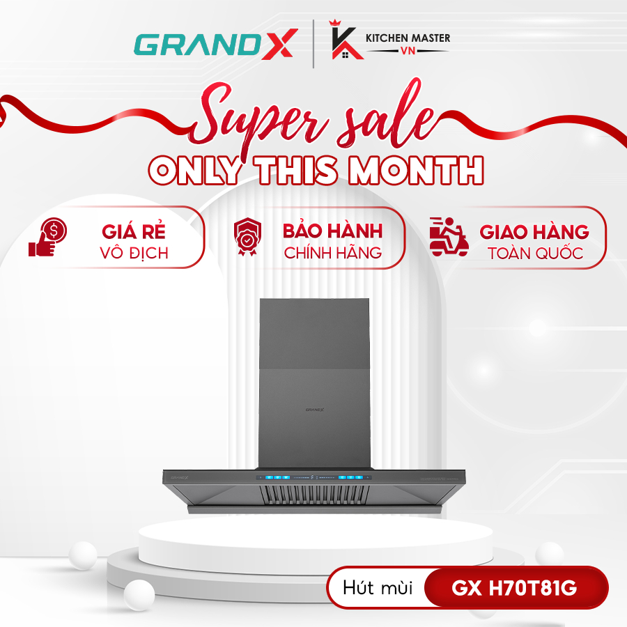 Máy hút mùi áp tường GrandX GX H70T81G(GX H70T81SG) -Máy Hút Mùi Nhà Bếp Cao Cấp
