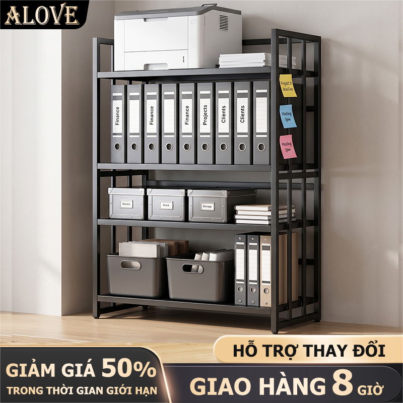 ALOVE Kệ làm việc khung thép 4 tầng kệ sách văn phòng gọn gàng tiện lợi tiết kiệm không gian