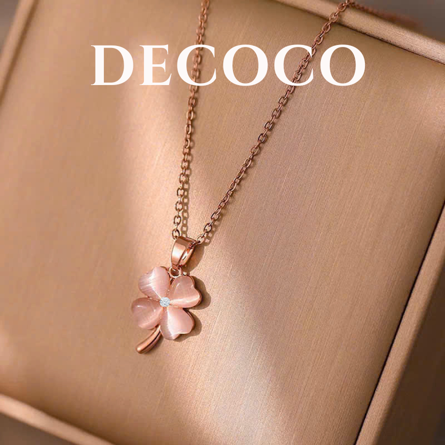Set vòng cổ & vòng tay BLESS cỏ 4 lá hoa mai đính đá DECOCO ACC  ( kèm Túi giấy + Hộp + Thiệp ) | BigBuy360 - bigbuy360.vn