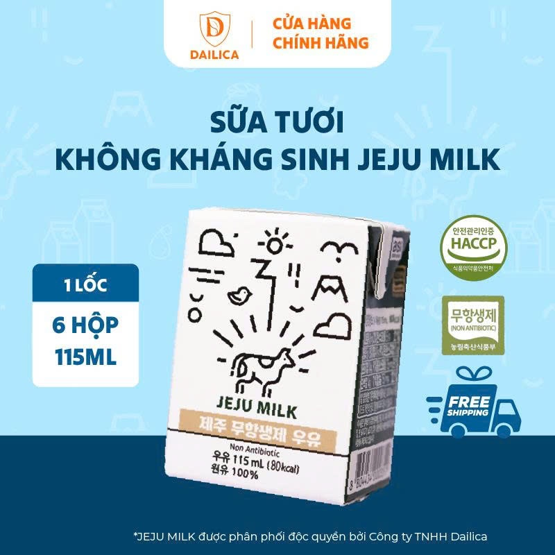 Sữa Tươi Sạch Không Kh.Sinh JEJU MILK Nhập Khẩu Hàn Quốc - Hộp 115ml
